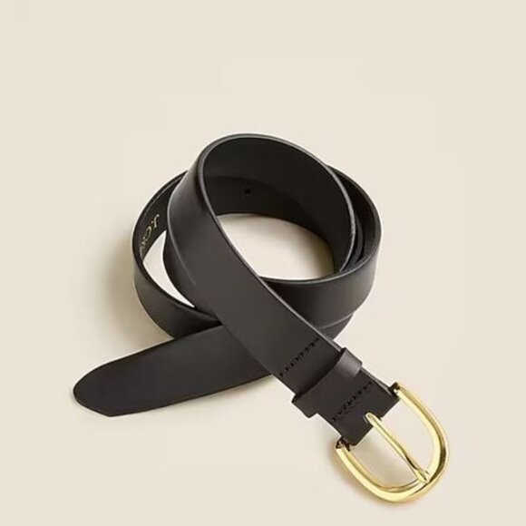 J. Crew Classic Belt in Italian Leather in Black with Gold Buckle Size Small F95 - Picture 1 of 9